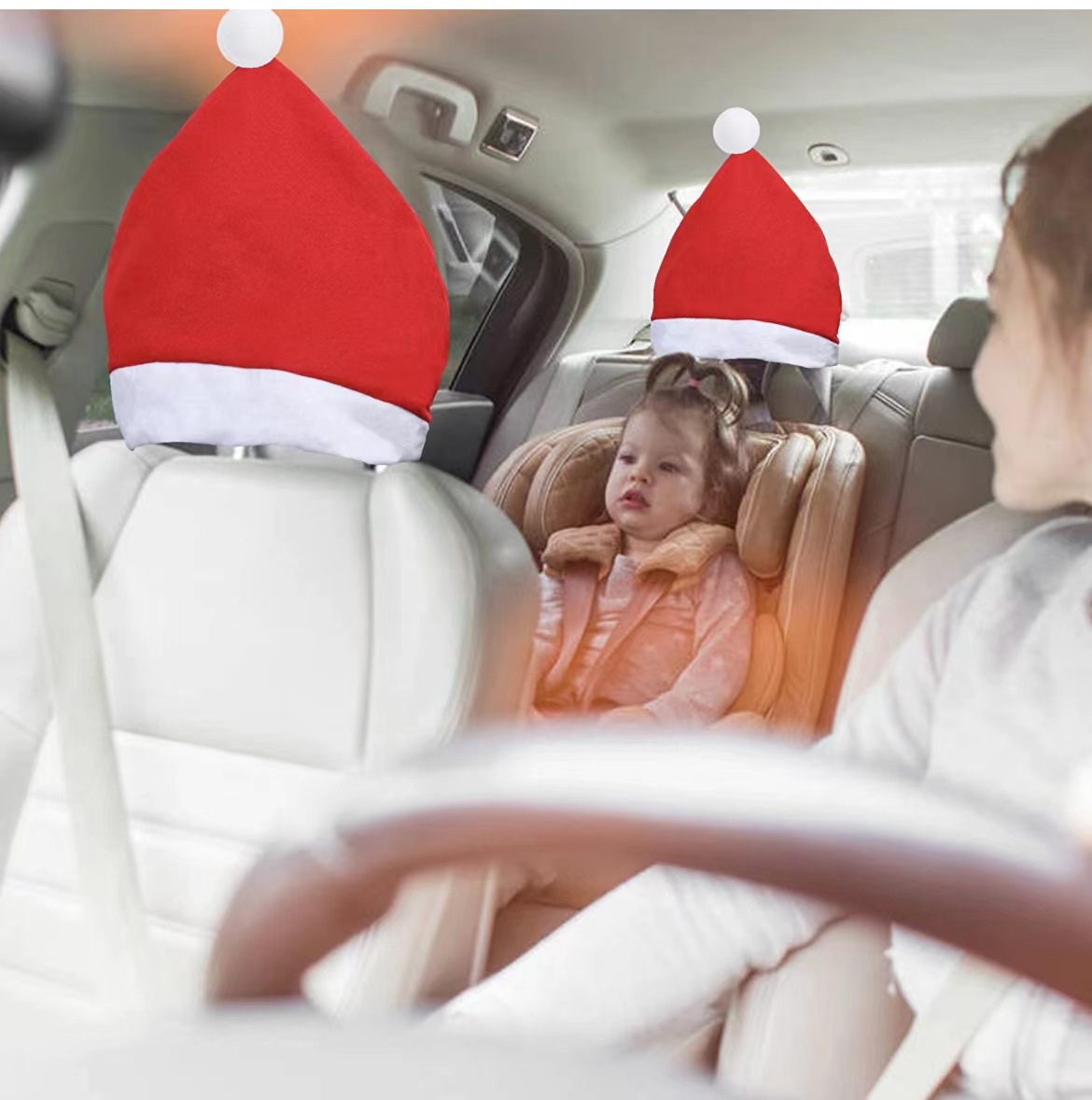 Navidad transfronteriza coche cabeza almohada extra grande Navidad sombrero asiento Navidad sombrero coche vacaciones atmósfera Decoración image 4