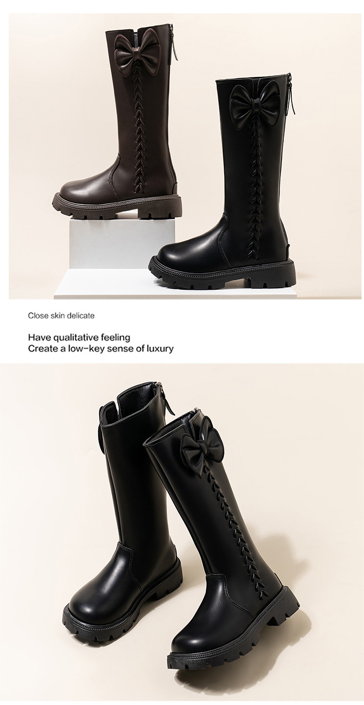 Flickor high-top stövlar i läder för höst och vinter mode_voghion.com