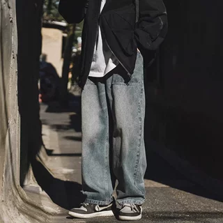 2025春装新品男牛仔裤美式复古水洗直筒裤百搭纯色学生韩版长裤