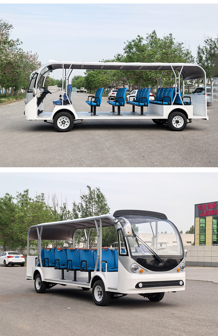 New 23-seater electric sightseeing vehicle for export, suitable for scenic areas, parks, campus, and airport shuttle services