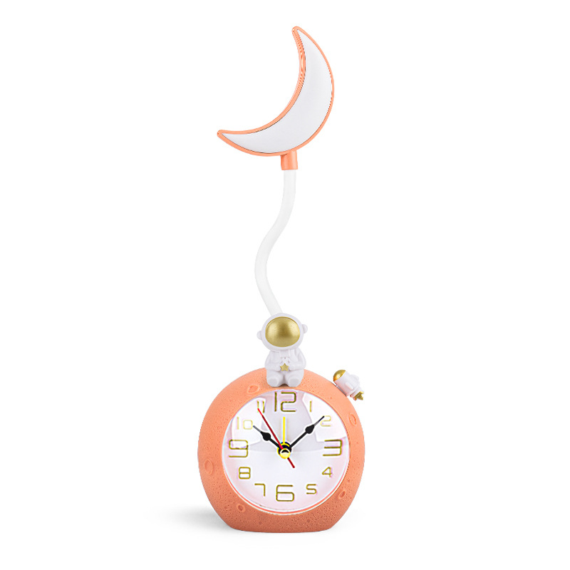 Nuevo astronauta protección para los ojos lámpara de mesa reloj despertador estudiante dormitorio decoración noche carga Luz