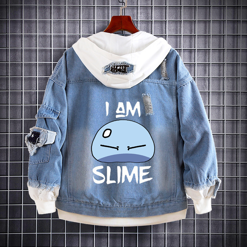 About I Was Born into a Slime. Animation Two-Dimensional Peripheral New Trendy Denim Sweatshirt Jacket About I Was Born into a Slime. Animation Two-Dimensional Peripheral New Trendy Denim Sweatshirt Jacket