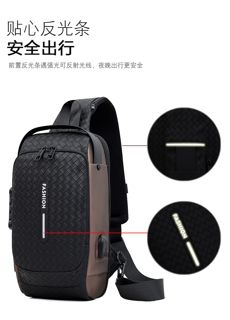 Cross-border men's chest bag, anti-theft password lock, single-shoulder bag, casual and simple crossbody bag, water-resistant outdoor storage chest bag undefined