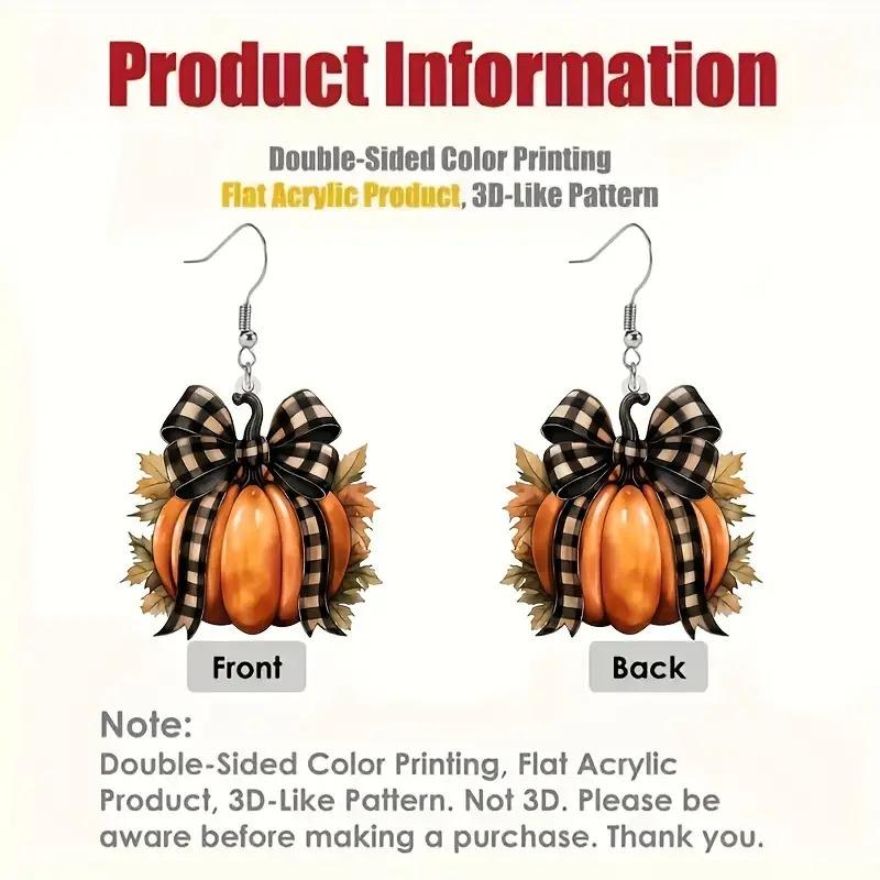 Cross-Border Hot Selling Halloween Pumpkin Earrings European and American Creative Fashion Flat Acrylic Birthday Gift Pumpkin Earrings