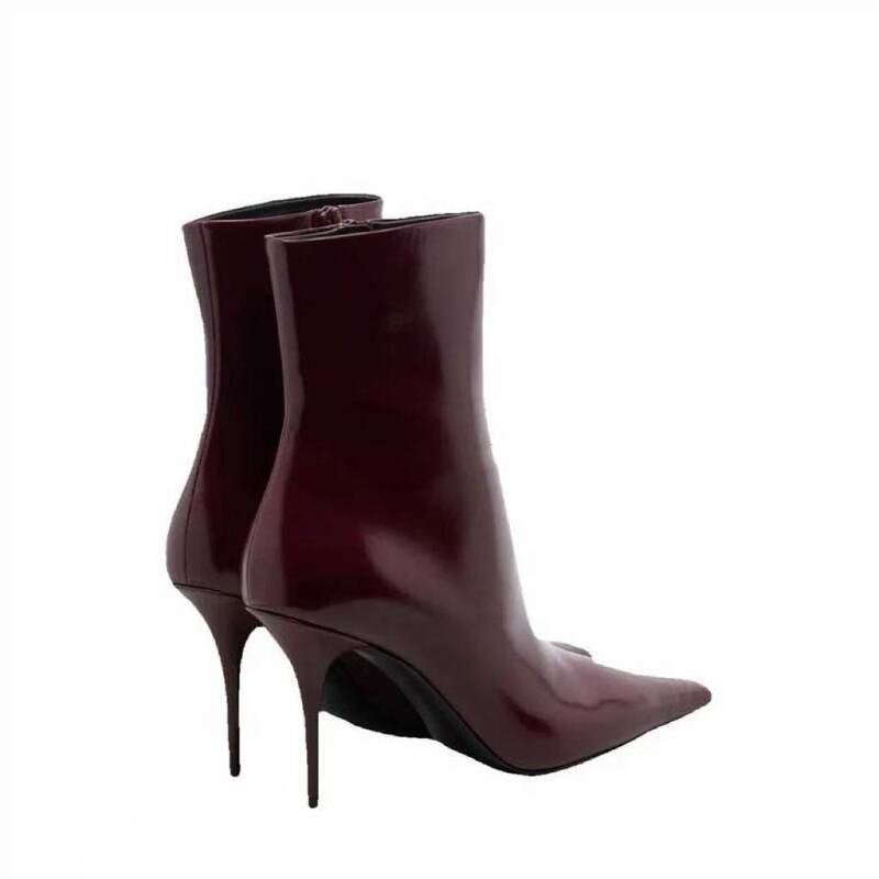 Soft Leather Stylish Pointed-Toe Kitten Heel Wine Red Wide-Calf Riding Boots Early Autumn High-Calf Long Boots Fashionable Short Boots for Women Soft Leather Stylish Pointed-Toe Kitten Heel Wine Red Wide-Calf Riding Boots Early Autumn High-Calf Long Boots Fashionable Short Boots for Women
