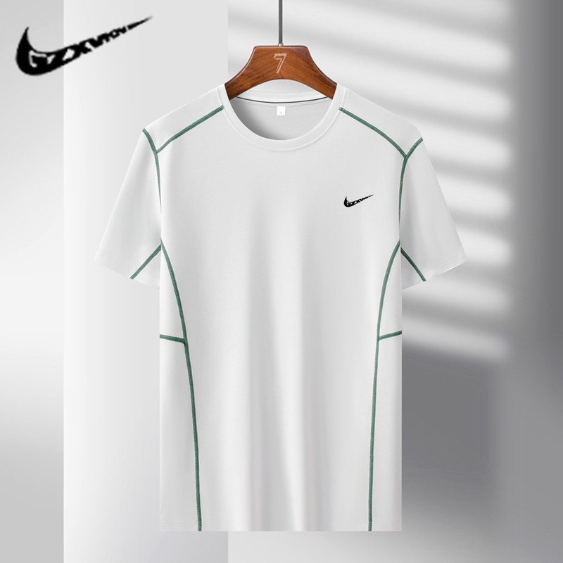 Summer Modal Air Layer Striped Short-sleeved T-shirt Men's T-shirt Outdoor Running Sports Leisure T-shirt Top