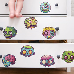 外貿萬聖節創意彩色骷髏頭臥室客廳玄關家居裝飾牆貼貼紙自粘批發