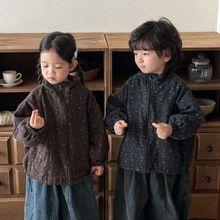 佳叶童品2025秋季新款儿童碎花外套夹克男女宝宝森系复古拉链衫