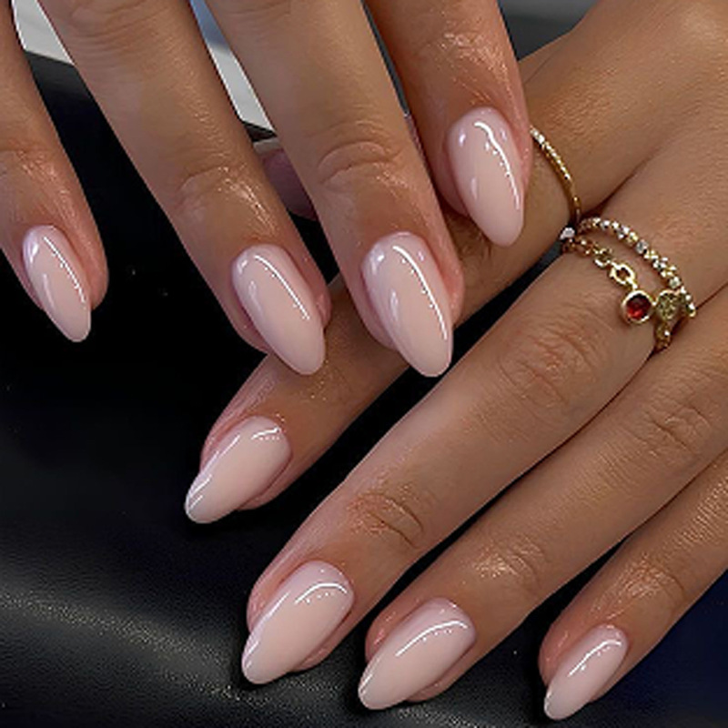Simple nude color solid color cross-border European and American short almond-shaped press-on nails, wearable fake nails wholesale Simple nude color solid color cross-border European and American short almond-shaped press-on nails, wearable fake nails wholesale