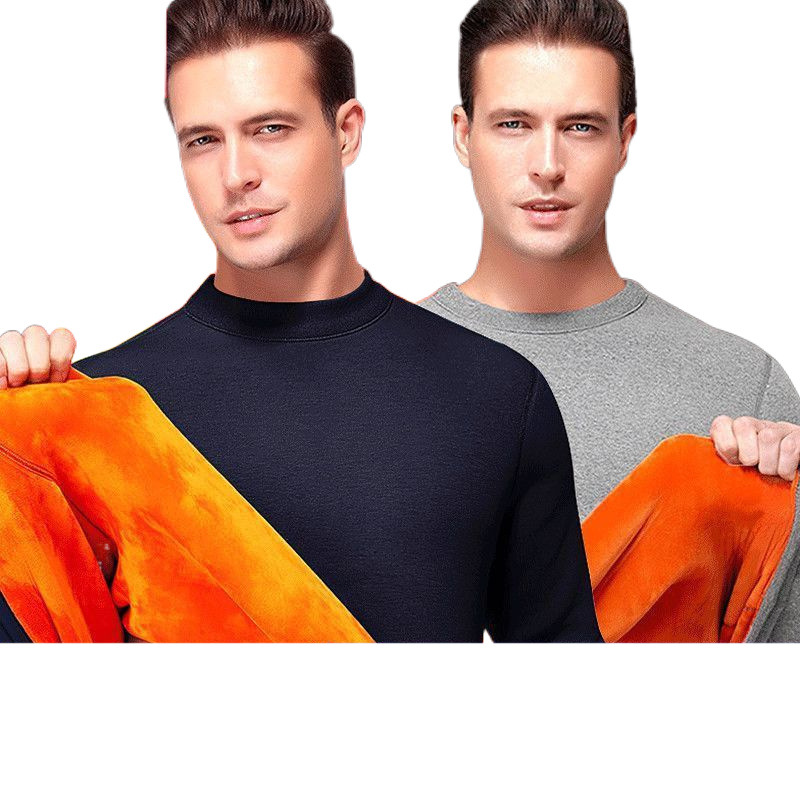 남성용 초두꺼운 열 속옷 플러스 벨벳 두꺼운 라운드 넥 열 의류 여성 커플 가을 옷 가을 바지 방한 따뜻한 옷