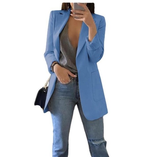 Amazon European and American Style Casual Suit Lapel Slim Cardigan Elegant Suit Jacket Women's Spring and Autumn