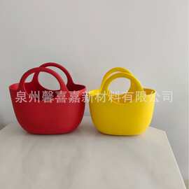 EVA手提包女防水硅胶感沙滩包时尚简约通勤托特包游泳洗澡收纳袋