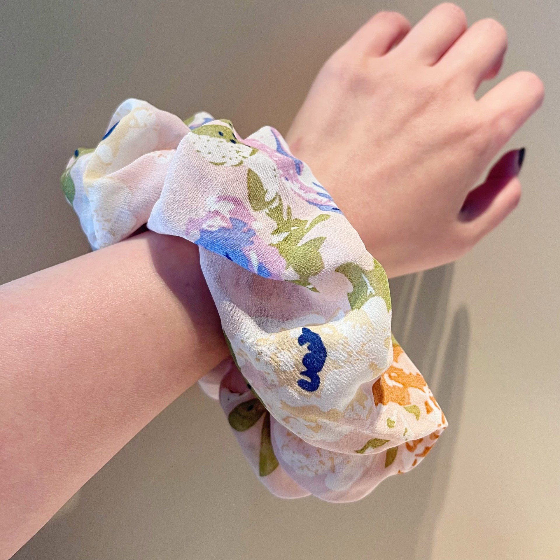 Mori tela vintage hilo salchicha anillo primavera y verano francés elegante 2023 nueva playa señora pintura al óleo estilo de impresión accesorios para el cabello