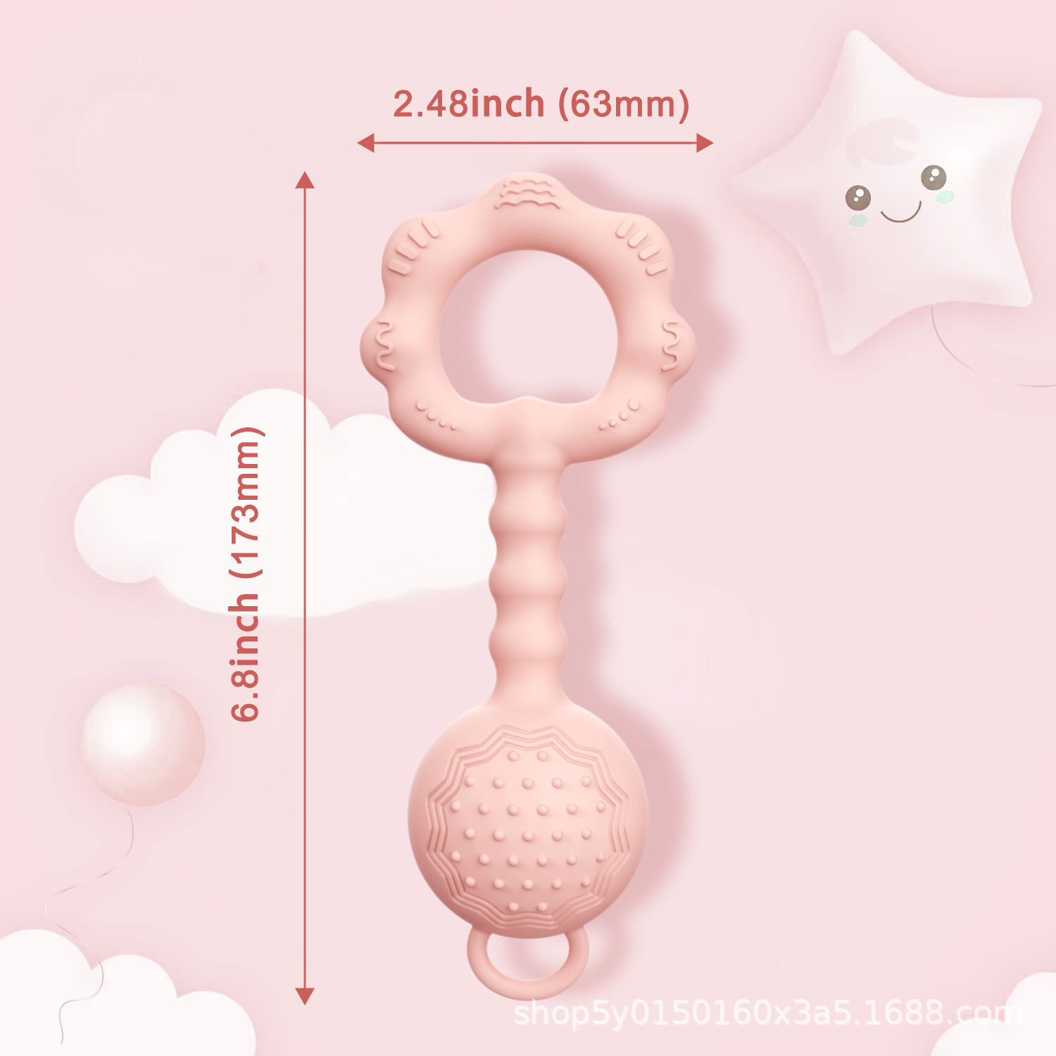 Directo de fábrica bebé mordedor silicona sonajero teether juguete que puede sonar bebé mordedor palo sonajero venta al por mayor