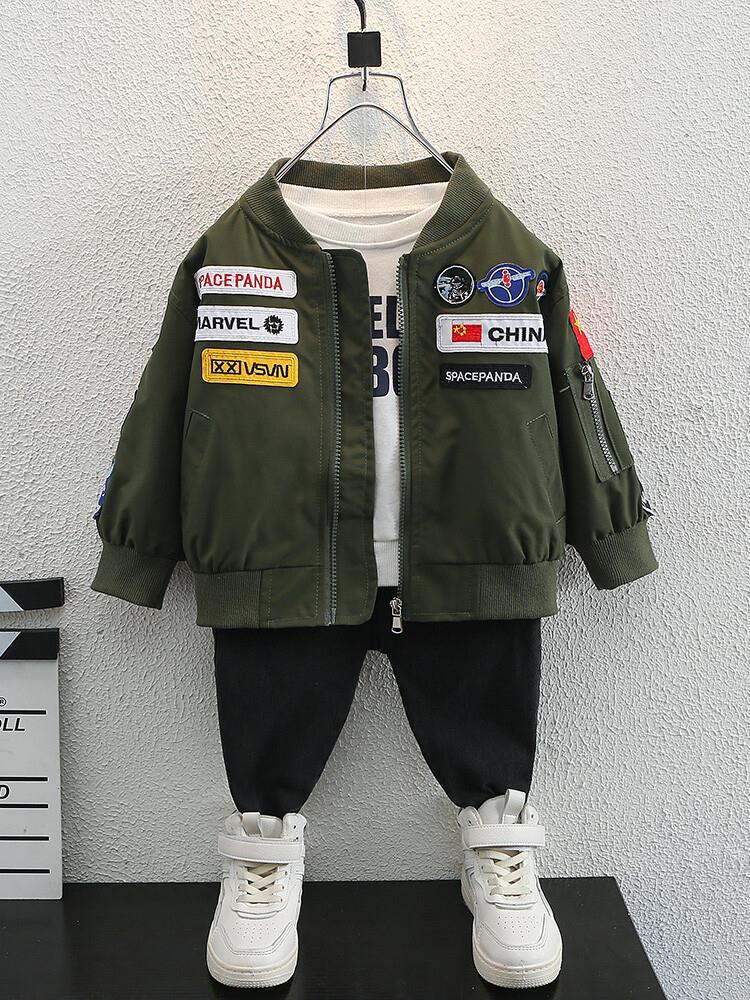 Veste d'uniforme militaire vide pour garçons, vêtements de printemps et d'automne 2023, nouveau beau haut pour enfants, tendance_voghion.com