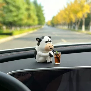 emo grassland cow car ornament electric car interior decoration ugly-cute figurine working cow office desk decoration