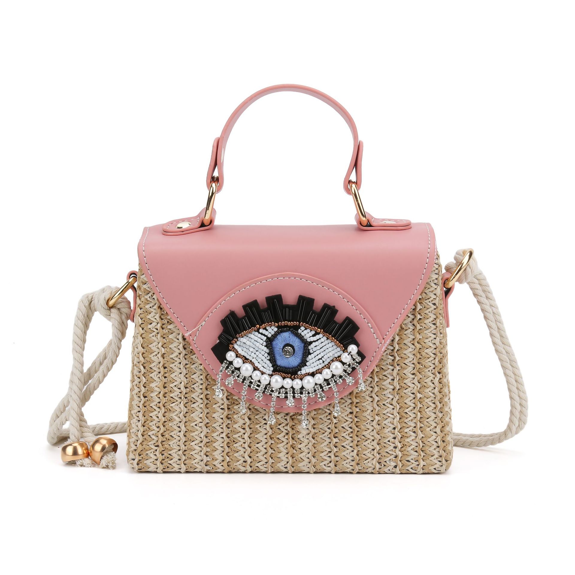 Cross-Border New Beach Vacation Straw Woven Bag For Women Trendy Individual Small Square Woven Shoulder Crossbody Box Bag - Thumbnail 8