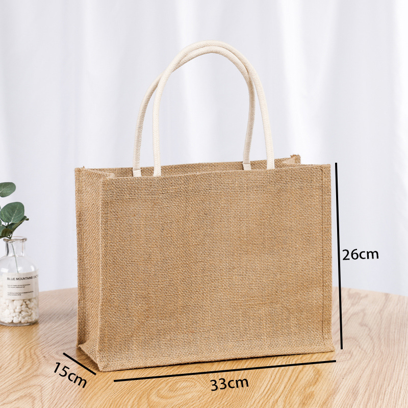 Yute horizontal 33 ancho * 26 alto * 15 lados (cuerda de algodón portátil); beige