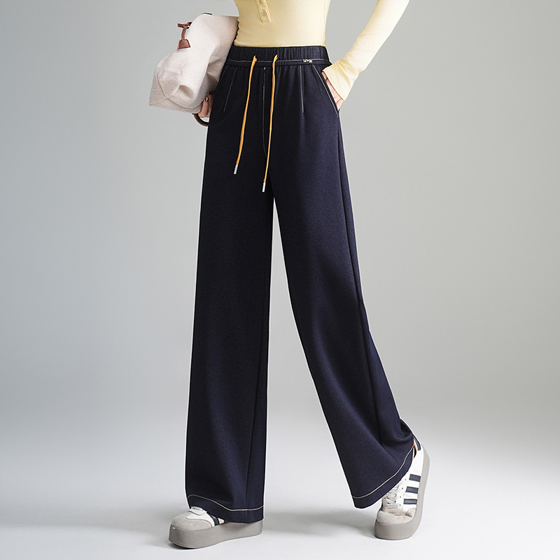 Fashion Straight-Leg Jeans for Women 2025 Autumn New Loose High-Waisted Slimming Simple Versatile No-Wash Casual Long Pants