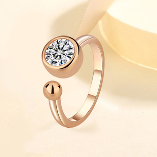 TikTok Internet Celebrant S925 Sterling Silver Bubble Ring Women's Niche Rose Gold Mosane Diamond Simple Fashion Ring