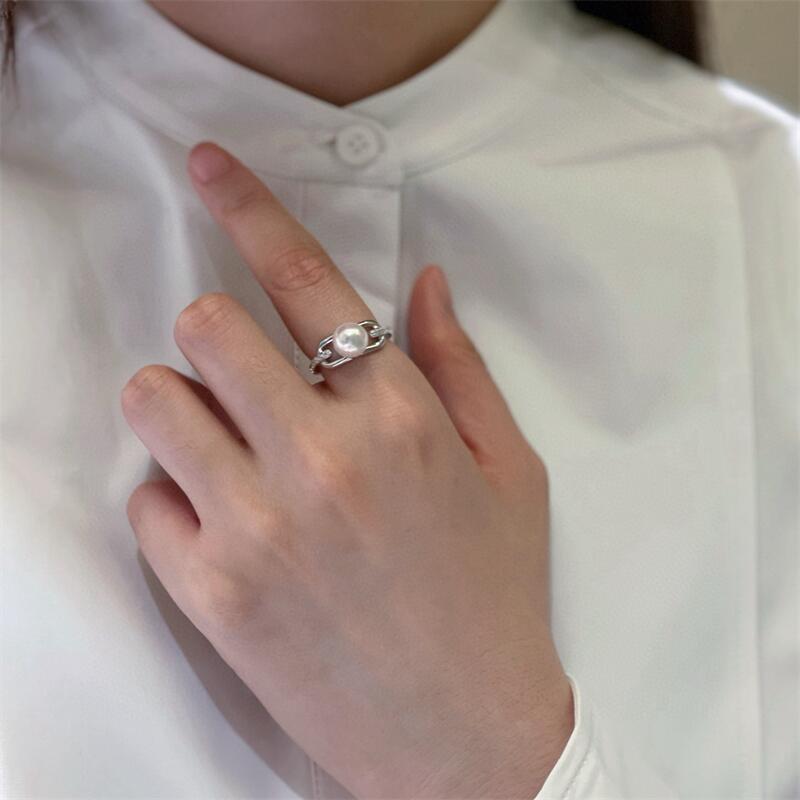 6g Weight Geometric Rings Freshwater Pearl Rings