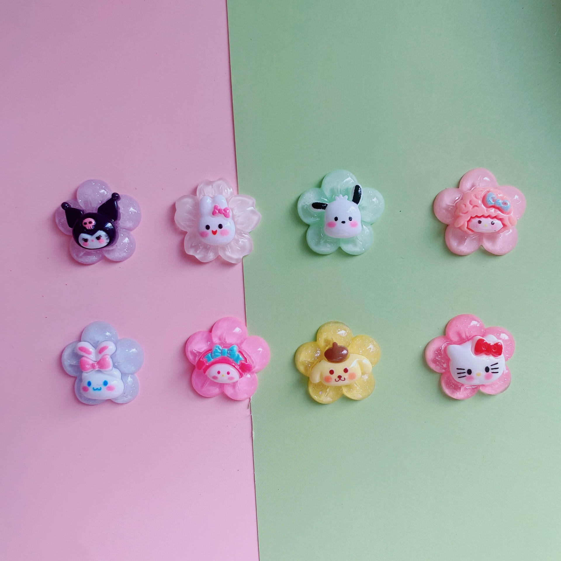 Transparent cartoon Sanrio small animal diy resin accessories cream glue phone case headdress hairpin water Cup patch