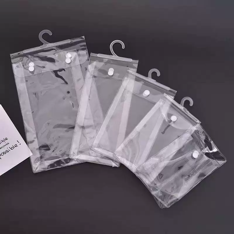 Пакет для нижнего белья из ПВХ, прозрачный, с крючком