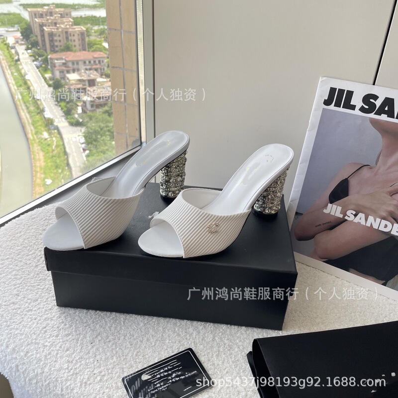 Rhinestone Pearl High Heel Slippers 2025 New Fashionable Diamond Open-Toe Peep-Toe Sandals for Women Rhinestone Pearl High Heel Slippers 2025 New Fashionable Diamond Open-Toe Peep-Toe Sandals for Women