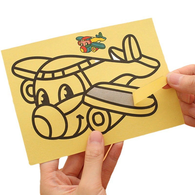 T цена мультфильм самолет желтое дно маленький размер картина песком оптом DIY игрушки для рисования песком развивающие ручная роспись Ручная роспись киоска