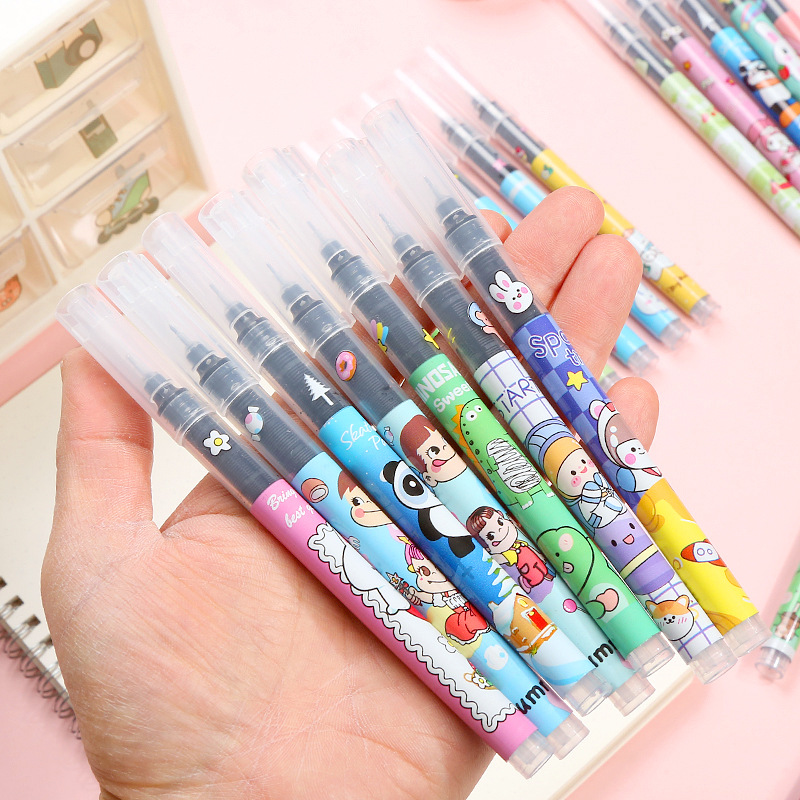 A granel de dibujos animados lindo pluma de gel recta estudiante de alto aspecto ins Examen de bolígrafo de secado rápido pluma negra 0,5