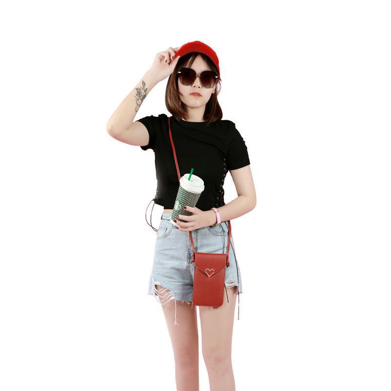 Nuevo teléfono móvil bolsa mujer moda mini estudiante femenino estilo coreano todo partido moneda monedero transparente pantalla táctil pequeña bolsa Bandolera