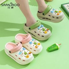2025新款增高跟洞洞鞋女款夏季外穿厚底两穿松糕跟防滑沙滩凉拖鞋