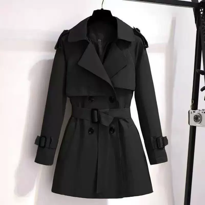 Демисезонное trench coat, жакет, британский стиль, плюс сайз, для подростков, облегающий