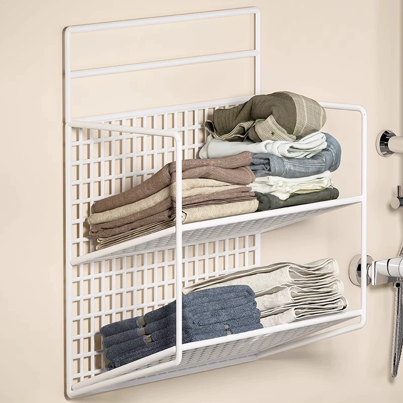 Стеллаж для хранения в ванной комнате, настенный стеллаж для хранения банных полотенец без отверстий, настенный стеллаж для хранения одежды в ванной комнате, многофункциональная стойка