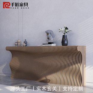Modern Art Living Room Solid Wood Slice Decoration Entrance Table Hotel Building Villa Special-shaped Table Customization