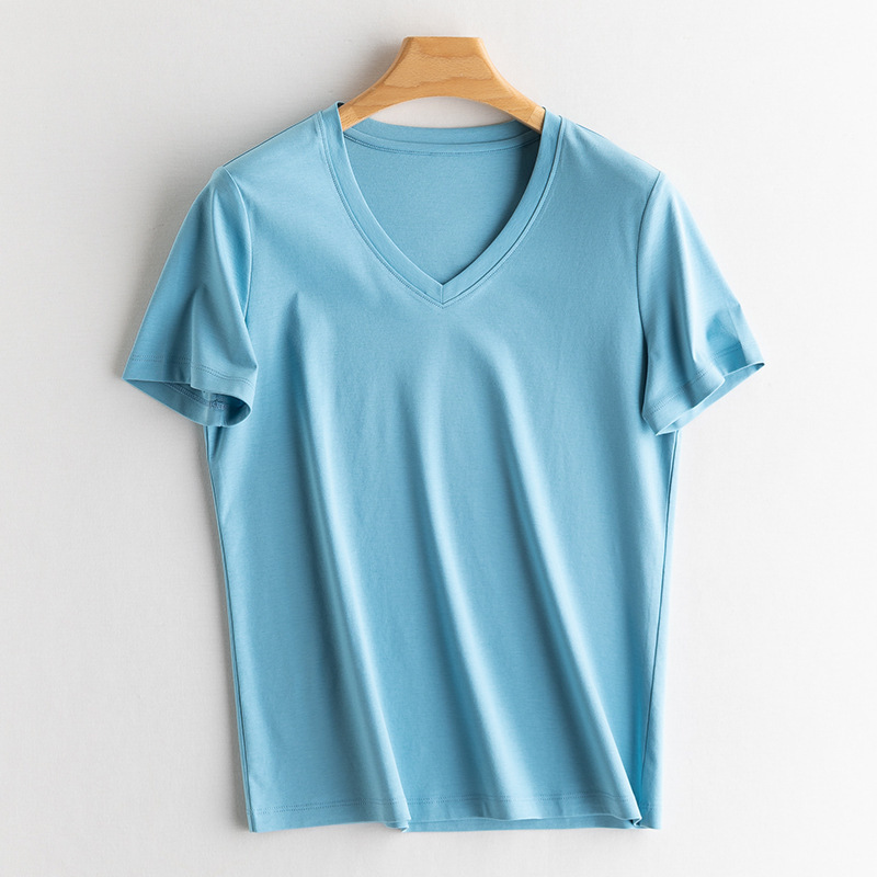 Yuyue 2025 桑蚕シルクシルクコットン 冷感ノーアイロン13色Tシャツ 夏涼しいシルクのような滑らかな桑蚕シルクトップス レディース|undefined
