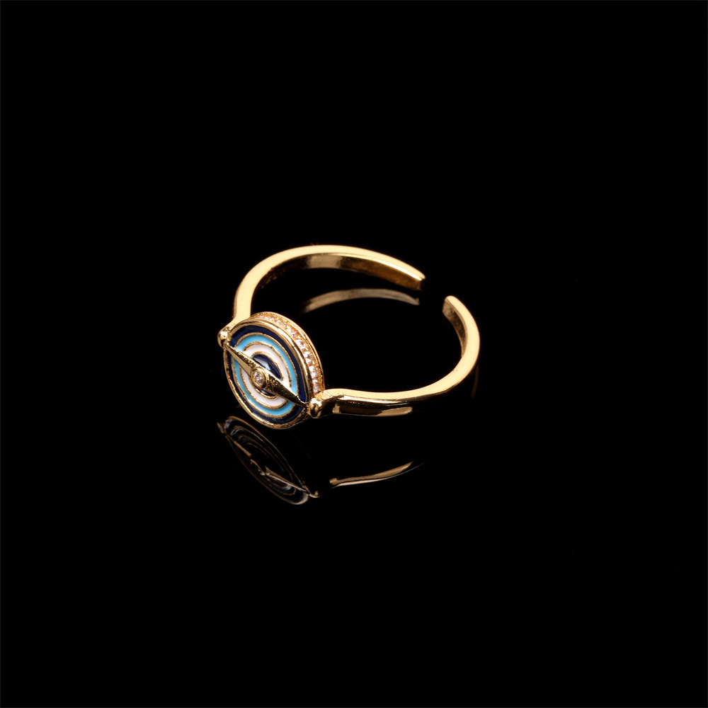 Vintage Kupfer Tropföl Mikro Eingelegter Zirkon Teufelsauge Offener Ring Großhandel Nihaojewelry display picture 7