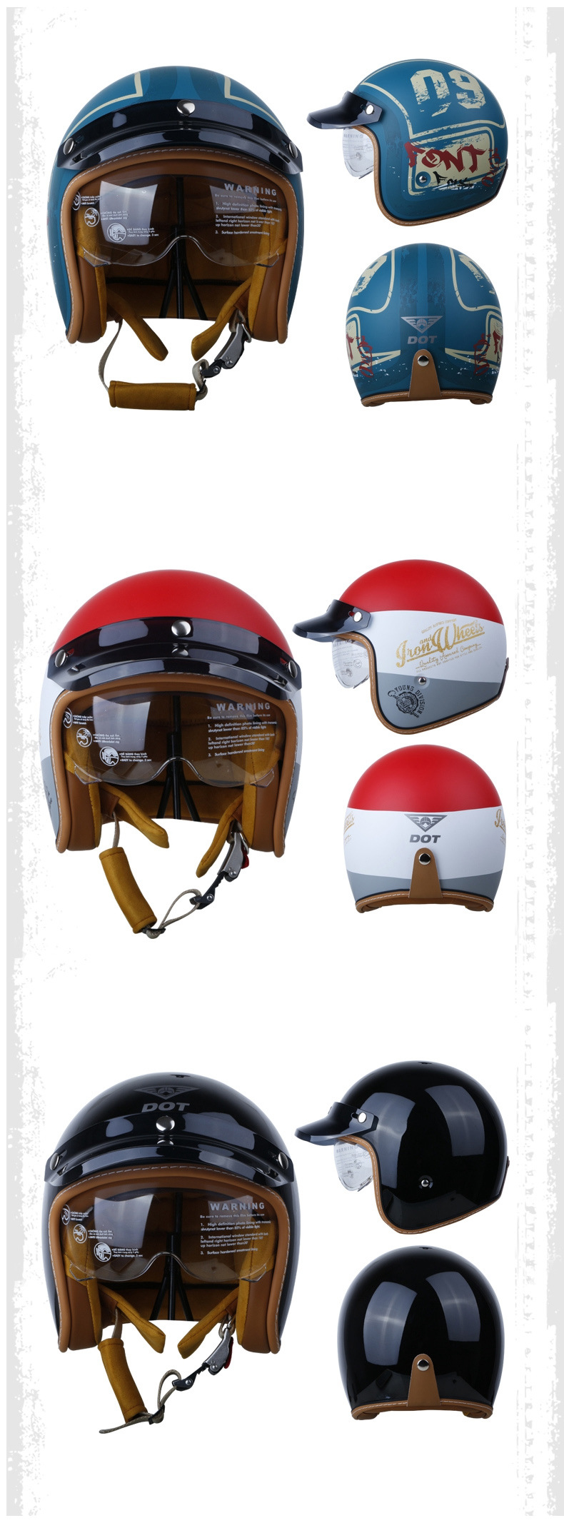 Retro Helmet 3/4 Cruise Motorcycle Autumn and Winter Men's and Women's Electric Vehicle Half Helmet with Built-In Lens Motorcycle Cycling Helmet