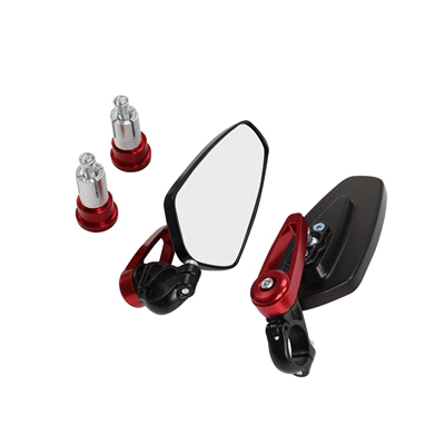 Motorcycle rearview mirror – all aluminum - own-mirror-red-white-glass