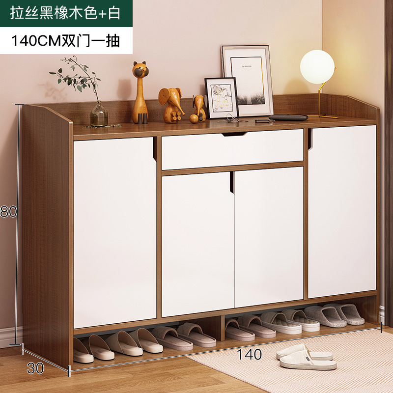 [고급 패널 클래식 모델 - 도어 4개 및 서랍 1개] 140*30*80cm 브러시드 블랙 오크 + 화이트