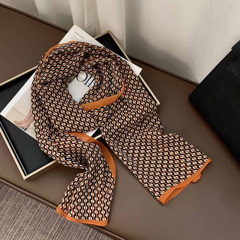 Bufanda de seda, sentido avanzado, todo fósforo, nuevo estilo multiusos, lunares, rosa, cuello, bufanda, bufanda, pañuelo, cinturón para el cabello, cinturón decorativo