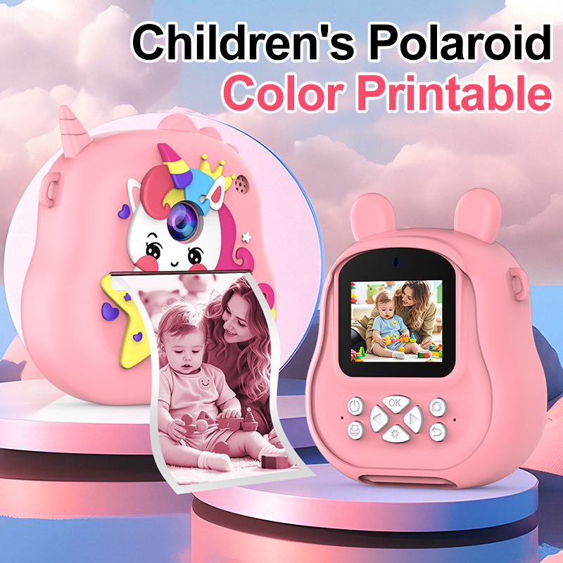 New Polaroid Children's Cartoon Camera Color Printing Selfie Video Hd Dual Camera Wholesale