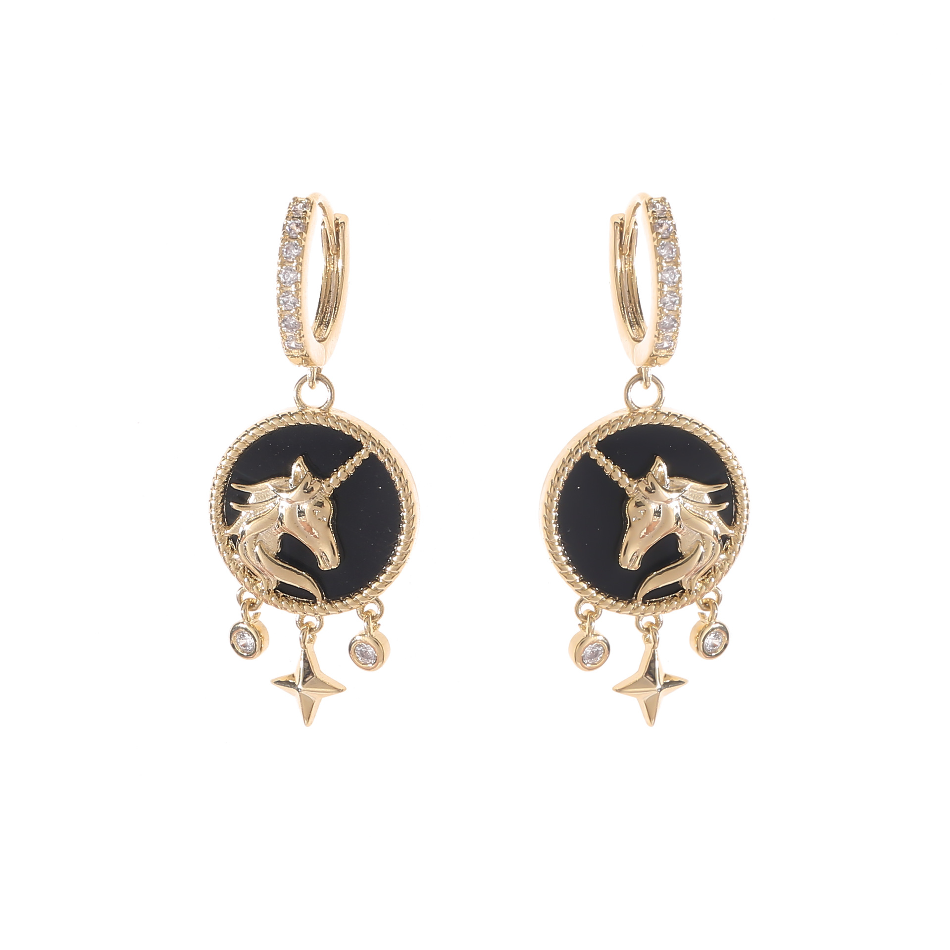 Boucles D Oreilles Vintage En Argent 925 Avec Zircons Hippocampe_voghion.com