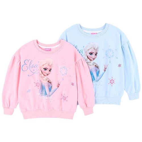 Frozen 2024 spring and autumn new style Princess Elsa girls' long-sleeved cotton sweatshirt children's middle and large children's tops
