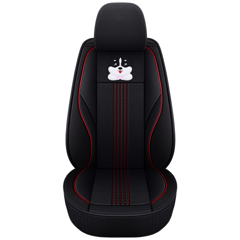 Katong Custom Linen Cartoon 7-Seat Car Seat Cover Set (Modelə uyğun (Original) oturacaq örtükləri) - bls-mysterious-black-single-seat-standard-1