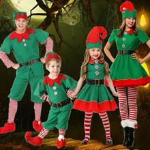 新款儿童万圣节服装圣诞精灵表演服cosplay成人男女圣诞服演出服