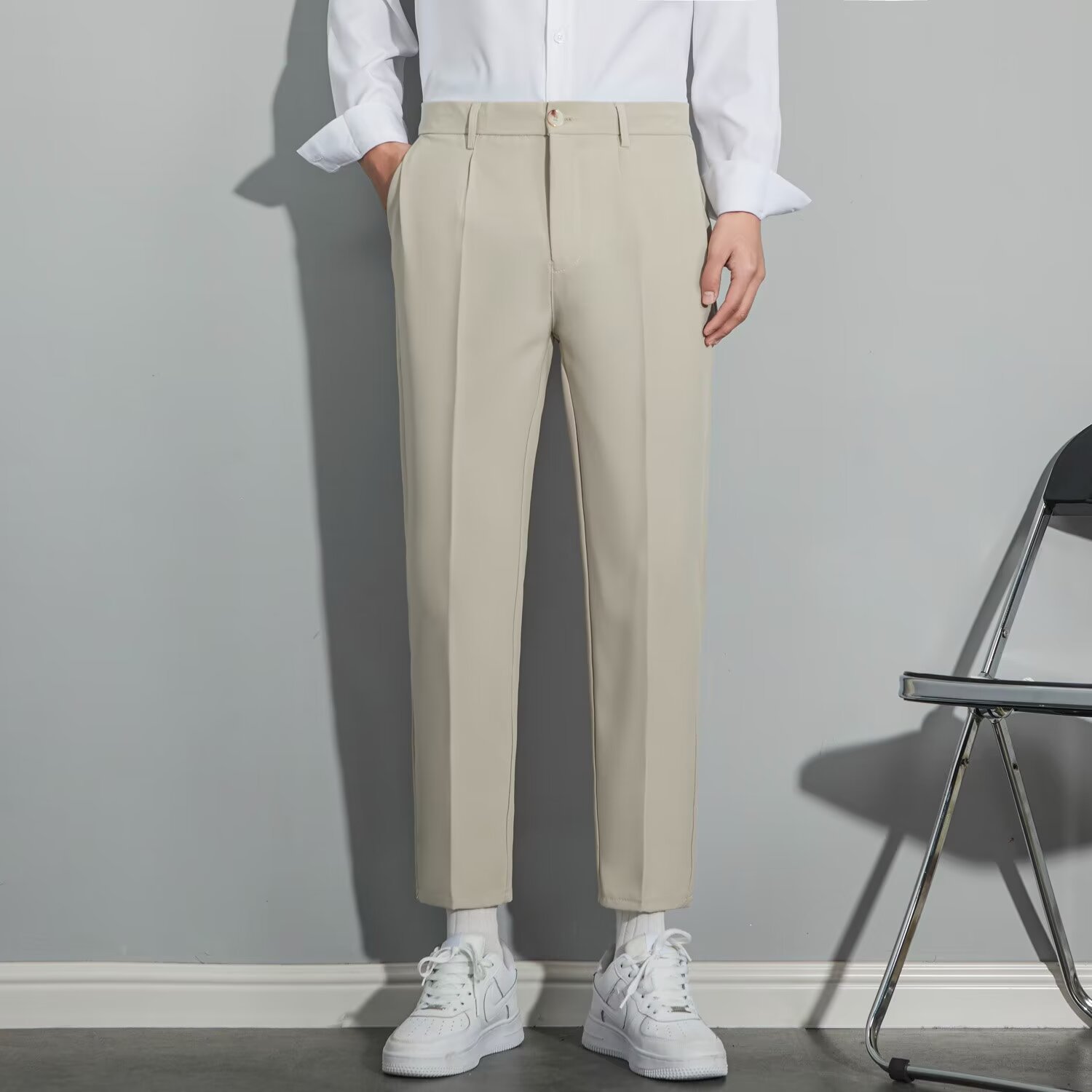 2025春秋季新款九分小西裤男士百搭修身垂感西装裤休闲长裤潮