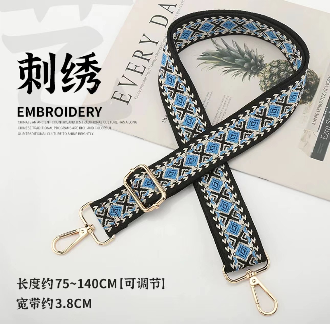 Correa de hombro ajustable jacquard 38mm ancha resistente poliéster universal bolso