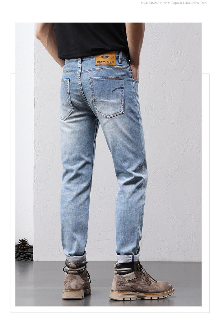 Wholesale Men's Korean Style Jeans, Slim Fit Stretch Denim Pants with ...