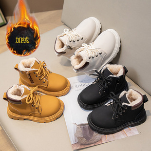Children's Boots Autumn and Winter 2024 Boys' Short Boots British Retro Girls' Leather Boots Non-Slip Soft Bottom Baby Shoes